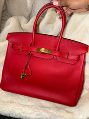 BIRKIN Red 35, Togo, Palladium Hardware, interior color: red