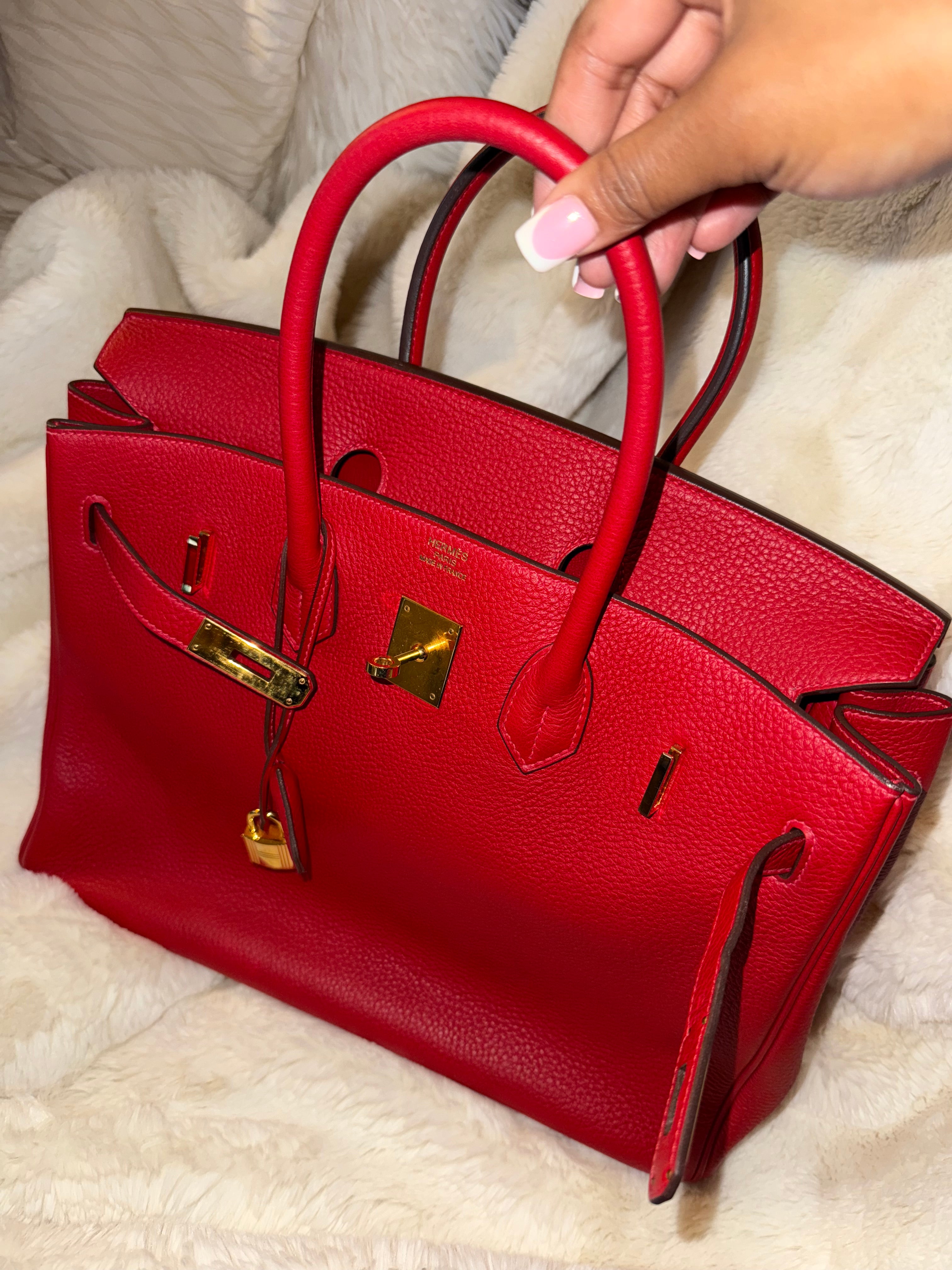 BIRKIN Red 35, Togo, Palladium Hardware, interior color: red