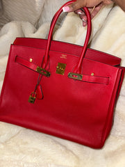 BIRKIN Red 35, Togo, Palladium Hardware, interior color: red